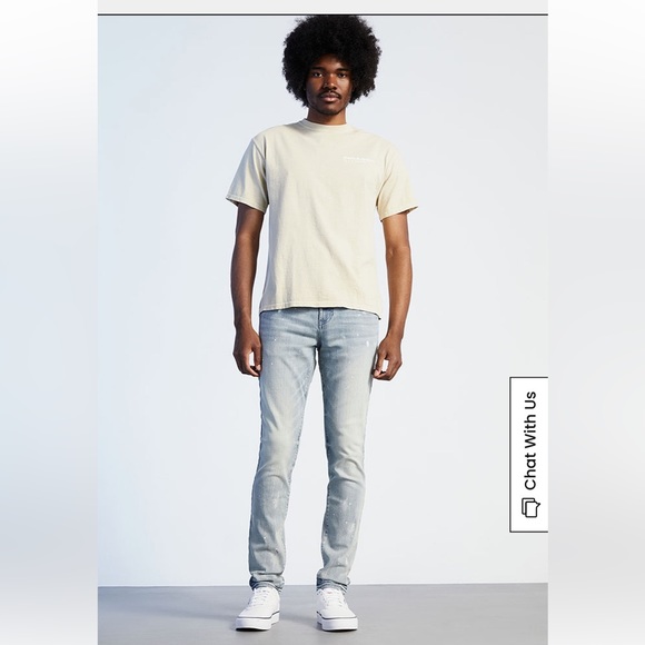 PacSun Men’s Eco Light Wash Painted Stacked Skinny Comfort Stretch Jeans - Picture 4 of 10